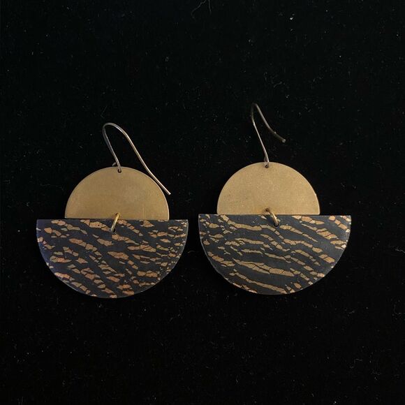 Modern Half Cresent Moon Shaped Earrings - Picture 2 of 2